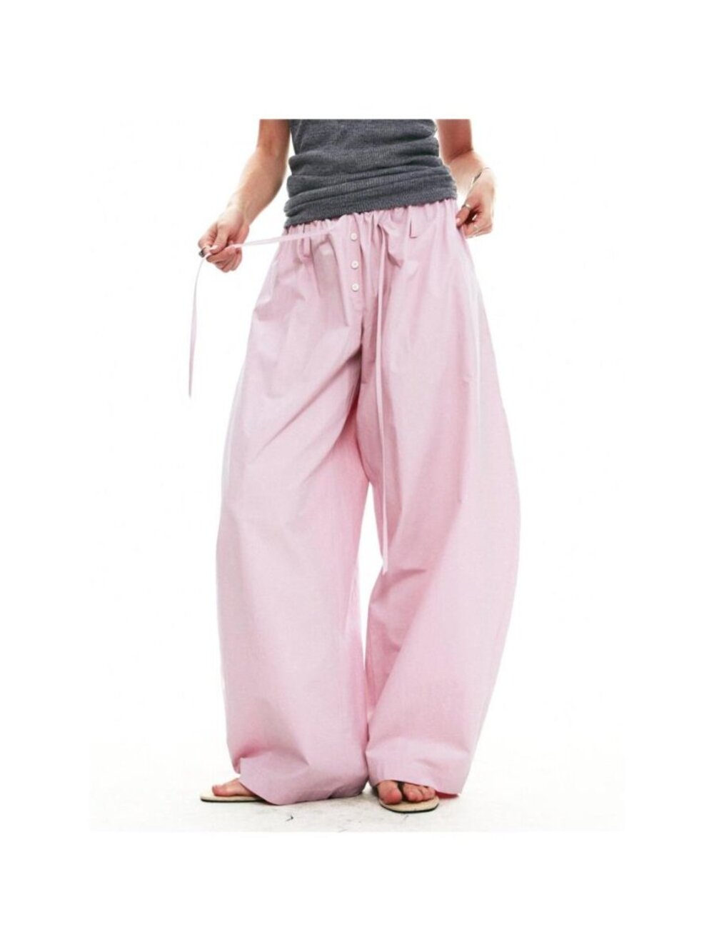Drawstring Wide-Leg Pants - Picture 6 of 13